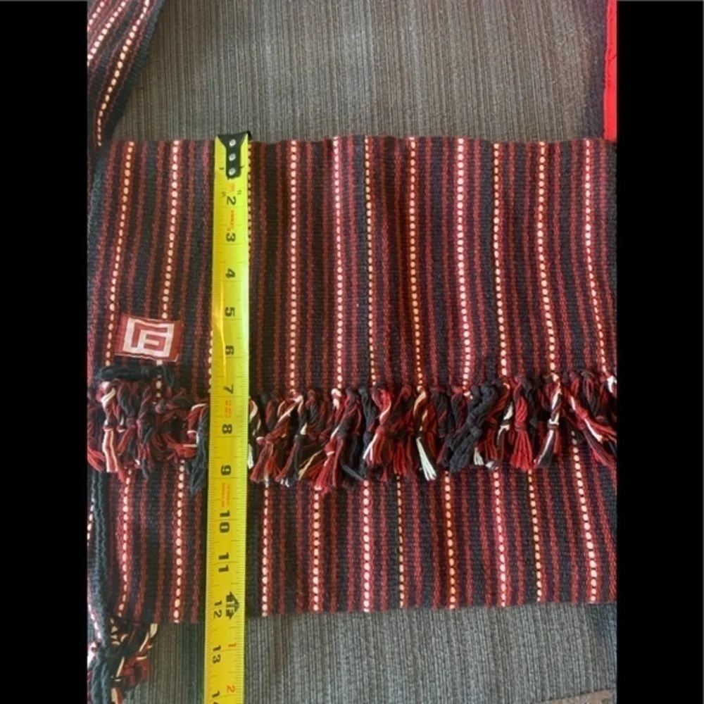 Vintage Hippie Boho Hobo Bag Tassels Red Black